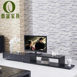 华人顾家 简约现代小户型电视柜 黑色橡木伸缩储物电视柜包邮