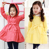 韩版童装儿童秋季外套外贸女童风衣兔耳朵可爱外套中长风衣 13E-5