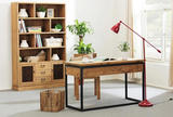 北欧实木铁艺复古书桌办公桌带抽屉电脑桌原木书架置物架展览架