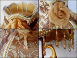 欧式金色玫瑰花布艺创意台灯落地灯灯罩卧室吊珠配件床头灯灯罩