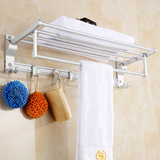 毛巾架浴巾架卫生间折叠 双层洗手间手巾架2放衣架浴室挂件 太空
