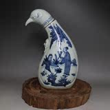 热卖明青花瓷人物鸟形酒壶 古董古玩 仿古瓷器 旧货收藏 全手工