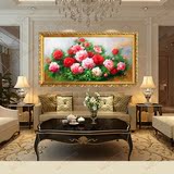 欧式油画纯手绘现代古典牡丹花卉装饰画客厅玄关竖版单幅高档美式