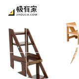 包邮实木创意家用多层梯子多功能松木两用变形椅子楼梯凳子折叠椅