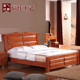 橡胶木结婚大床1.8米中式家具实木双人成人婚床住宅卧室现代简约