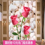 3D立体玄关壁纸 客厅背景墙 过道壁画 竖版 走廊壁纸墙纸 玫瑰花