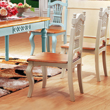 巴比森家具田园餐椅美式乡村木质椅子高档白腊木实木餐厅靠背木椅