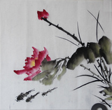纯手绘真迹中国画荷花图水墨画写意花鸟客厅横幅名家字画作品