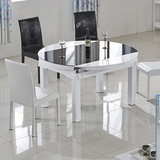 创意时尚实木圆形餐桌钢化玻璃圆餐桌现代一桌六椅实木简约