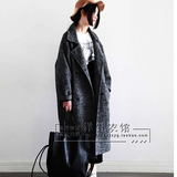 韩国代购2016冬季加厚茧型呢子大衣女 欧美范超长款宽松毛呢外套