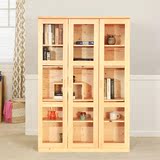 实木书柜自由组合松木书架 儿童小书柜简易带门1.2米宜家简约书橱