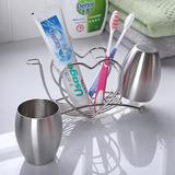 不锈钢情侣牙刷架家用洗漱杯套装浴室卫生间创意放牙刷漱口杯牙具