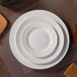 纯白色圆形碟子家用骨瓷菜盘子6英寸8寸10寸平盘陶瓷牛排西餐盘