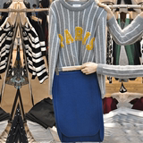 欧洲站2016春装新款欧货针织毛衣女时尚套装连衣裙短裙两件套潮