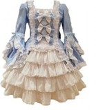 新款女装洛丽塔lolita蓝白蝴蝶结复古维多利亚哥特式连衣裙长裙