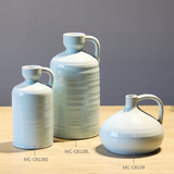 现代创意陶瓷多莉丝个性把手茶壶形插花器花瓶时尚摆设件软装饰品