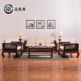新中式仿古实木沙发组合现代小户型客厅布艺木架沙发可拆洗沙发