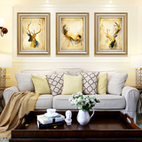 欧式沙发背景墙客厅装饰画美式玄关餐厅过道走廊墙壁画挂画发财鹿