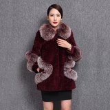 2015冬新款羊毛真皮毛一体女士羊剪绒皮草羊毛大衣大码女装外套