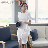 mumustyle2016新款女装韩版连衣裙修身显瘦职业OL气质裙子一步裙