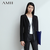 Amii[极简主义]秋新显瘦大码拼接前长后短西装外套11490535