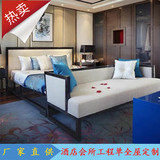 新中式实木布艺床 现代简约双人床 酒店样板间别墅全屋家具定制