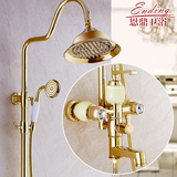 全铜金色花洒套装欧式复古浴室卫生间手持增压淋雨喷头升降淋浴器