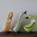 美式乡村创意可爱木质鸭子摆件 办公桌书桌客厅酒柜装饰品摆设
