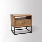 美式乡村风格复古做旧床头柜子铁艺实木创意床头柜简约收纳储物柜
