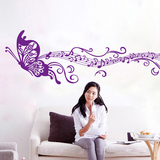 可移除墙贴 紫色蝴蝶音符墙贴纸 卧室客厅琴房背景墙壁装饰墙贴画