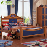 雅思洛美式乡村实木床 儿童床男孩1.2 1.5米儿童家具套房青少年床