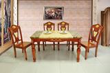 八仙居现代中式实木大理石长方形餐桌柚木色烤漆餐桌椅组合331