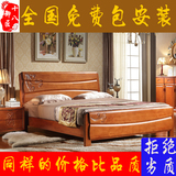 中式实木床橡木床1.2 1.5 1.8米儿童床双人床单人床储物纯实木床