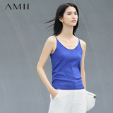Amii[极简主义]2016春夏季针织无袖吊带背心女修身短款外穿打底衫