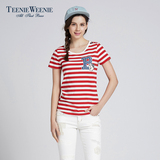 Teenie Weenie小熊专柜正品女装海军风条纹短袖T恤TTRS52424A