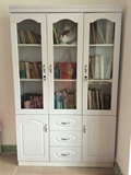 二门三门书柜带玻璃门自由组合简约现代书橱书架白色书柜　带抽屉
