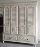 美式乡村全实木衣柜欧式四门衣柜定制美式简约白色做旧衣物收纳柜
