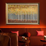 四合艺术 可定制纯手绘油画树风景 高档现代中式背景装饰画客厅