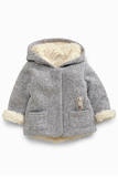 英国NEXT童装正品代购15年冬季新款羊毛衬里灰色兔子女童夹克外套