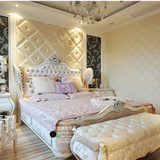 欧式宫廷床实木床公主床卧室套装家具美式皮艺床简约现代雕花婚床