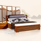 嬴正软靠背实木床橡木1.8米卧室家具大储物高箱床现代中式双人床