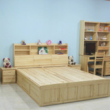 实木床1.8双人床1.5高箱床成人田园床儿童1.2单人床带书架松木床