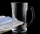 青苹果玻璃杯带把玻璃水杯无色透明无盖家用啤酒杯喝茶杯果汁包邮