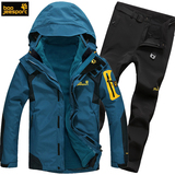 西藏 冬季户外男女款三合一两件套冲锋衣外套 加厚套装衣裤登山服