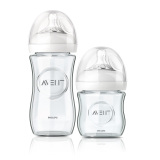 飞利浦新安怡宽口径婴儿玻璃奶瓶 自然原生宝宝奶瓶 新生儿防胀气
