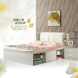现代简约卧室板式软体皮床气动储物高箱床双人床储物带抽屉气压床