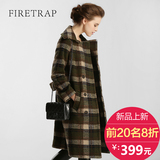 Firetrap2016秋冬新款女装加厚羊毛呢子大衣西装领格子毛呢外套女