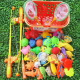 钓鱼玩具儿童磁性戏水钓鱼池玩具套装宝宝广场地摊磁铁小猫钓鱼