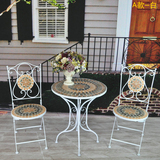 特价美式复古铁艺马赛克桌椅户外桌椅组合三件套阳台庭院桌椅