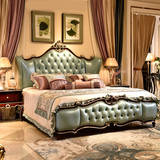欧式床双人床 高端婚床奢华实木雕花真皮床 新古典床卧室精品家具